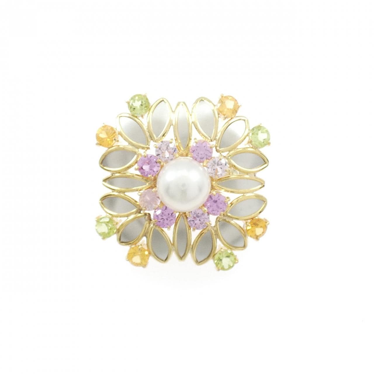 K18YG/PT850 アコヤパール ブローチ 7.0mm