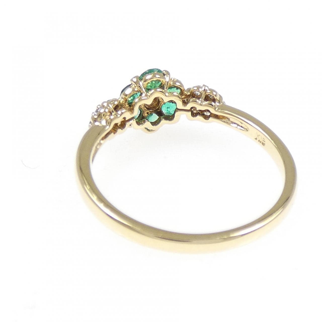 K18YG フラワー エメラルド リング 0.29CT