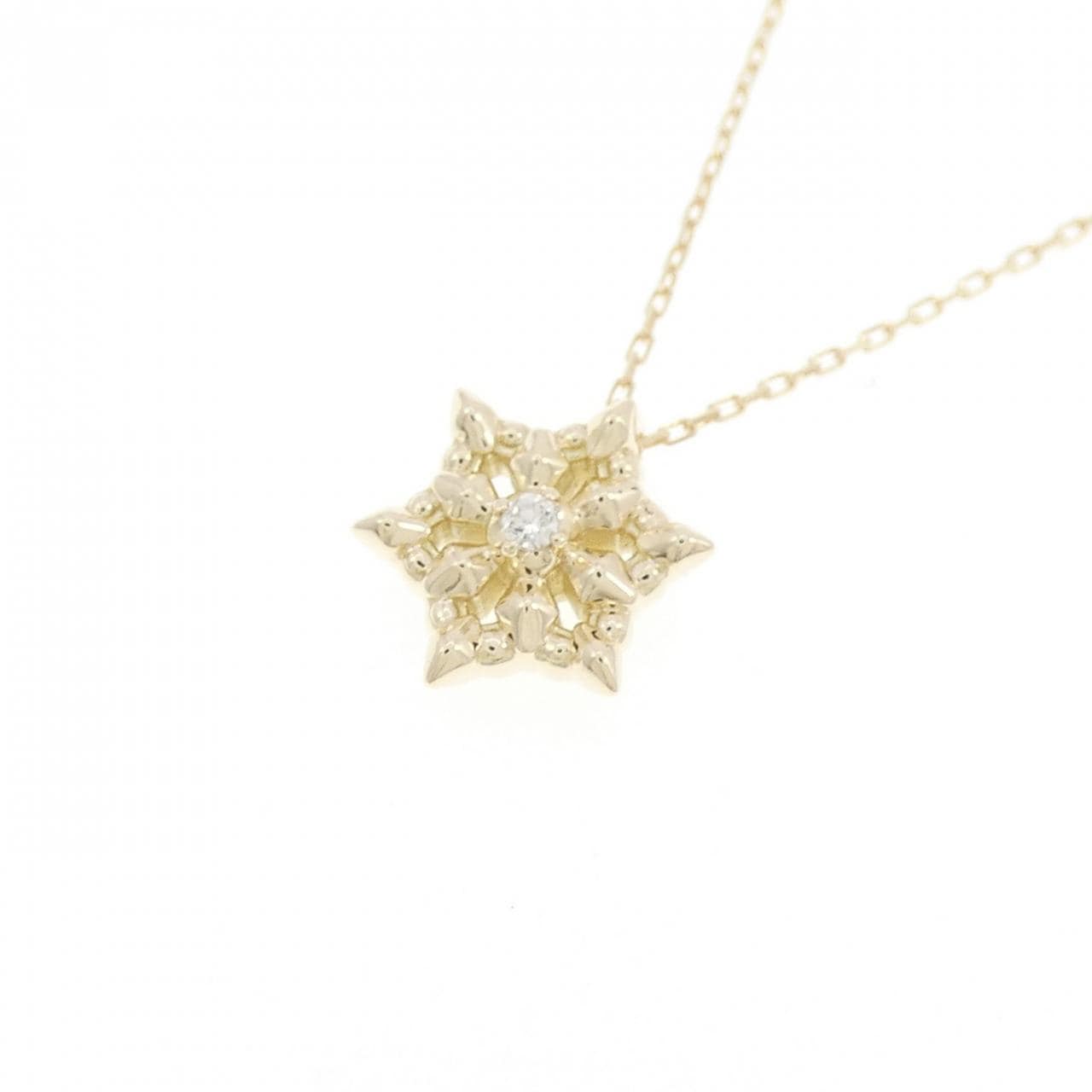 K10YG スノーフレーク ダイヤモンド ネックレス 0.01CT