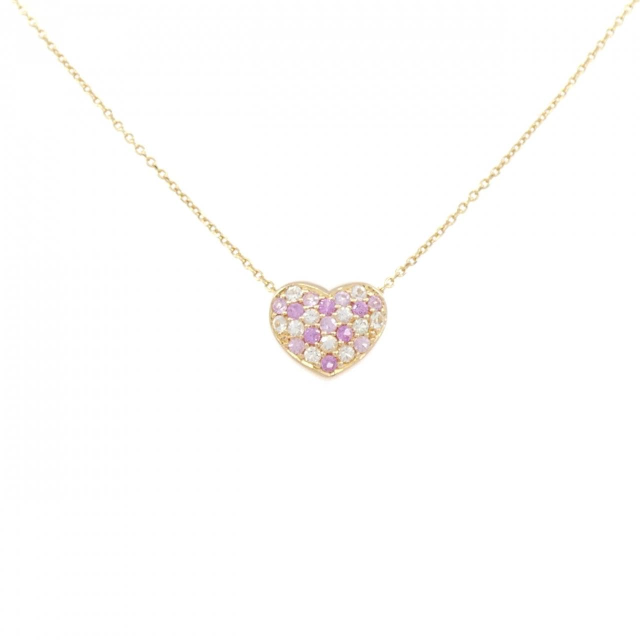 K18PG ハート サファイヤ ネックレス 0.40CT