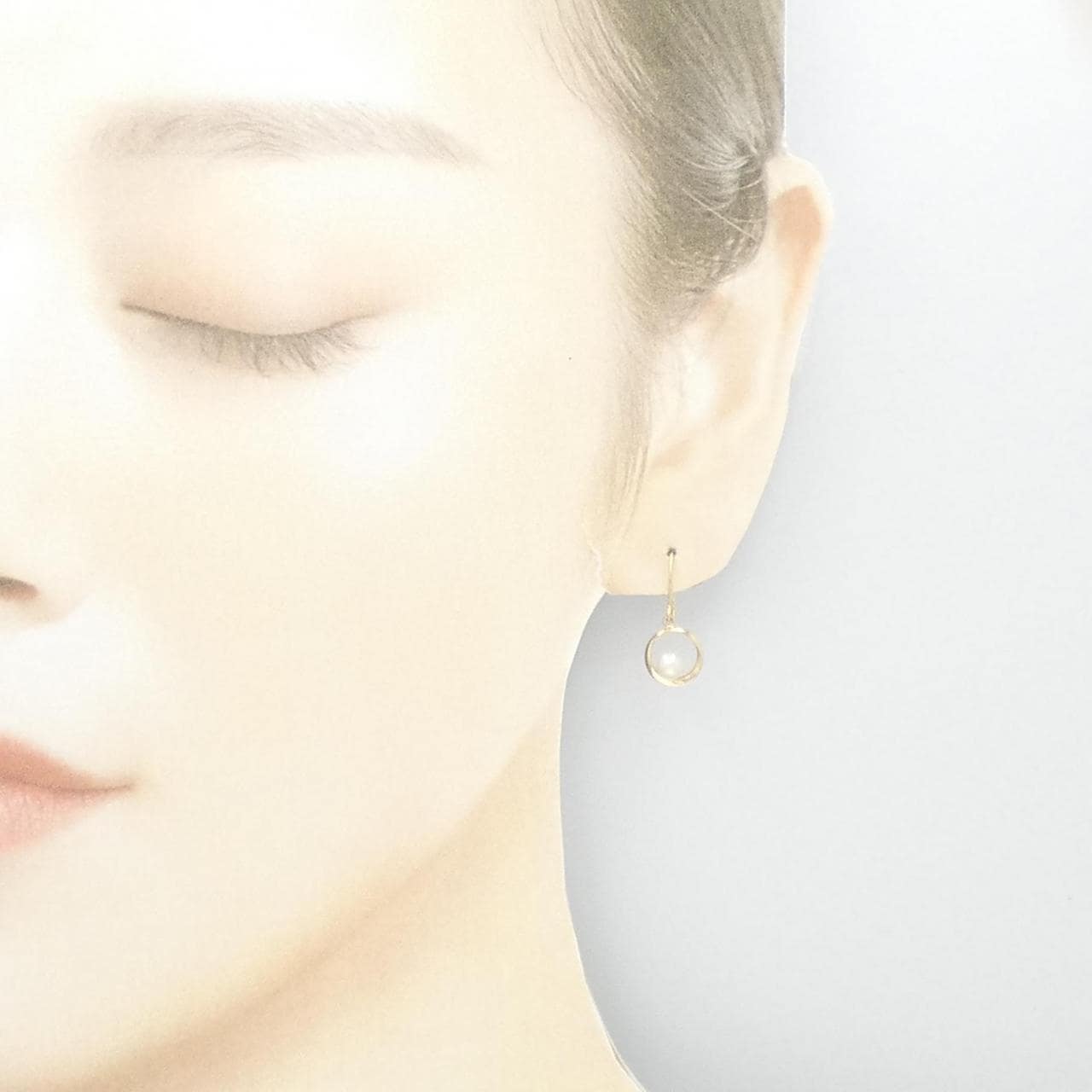 K10YG freshwater pearl earrings 4.0mm