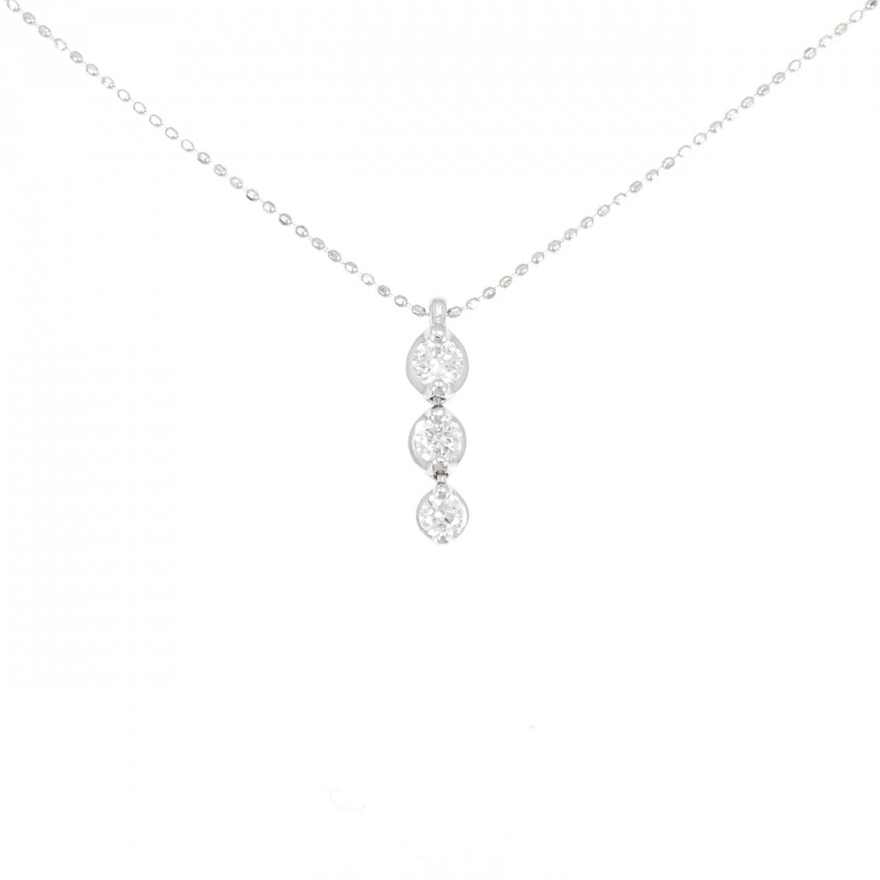 PT/K18WG 三石钻石项链 0.30CT