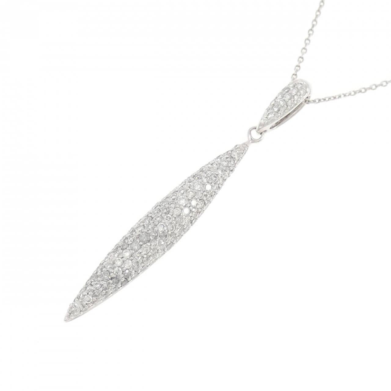 750WG/K18WG パヴェ ダイヤモンド ネックレス 1.26CT