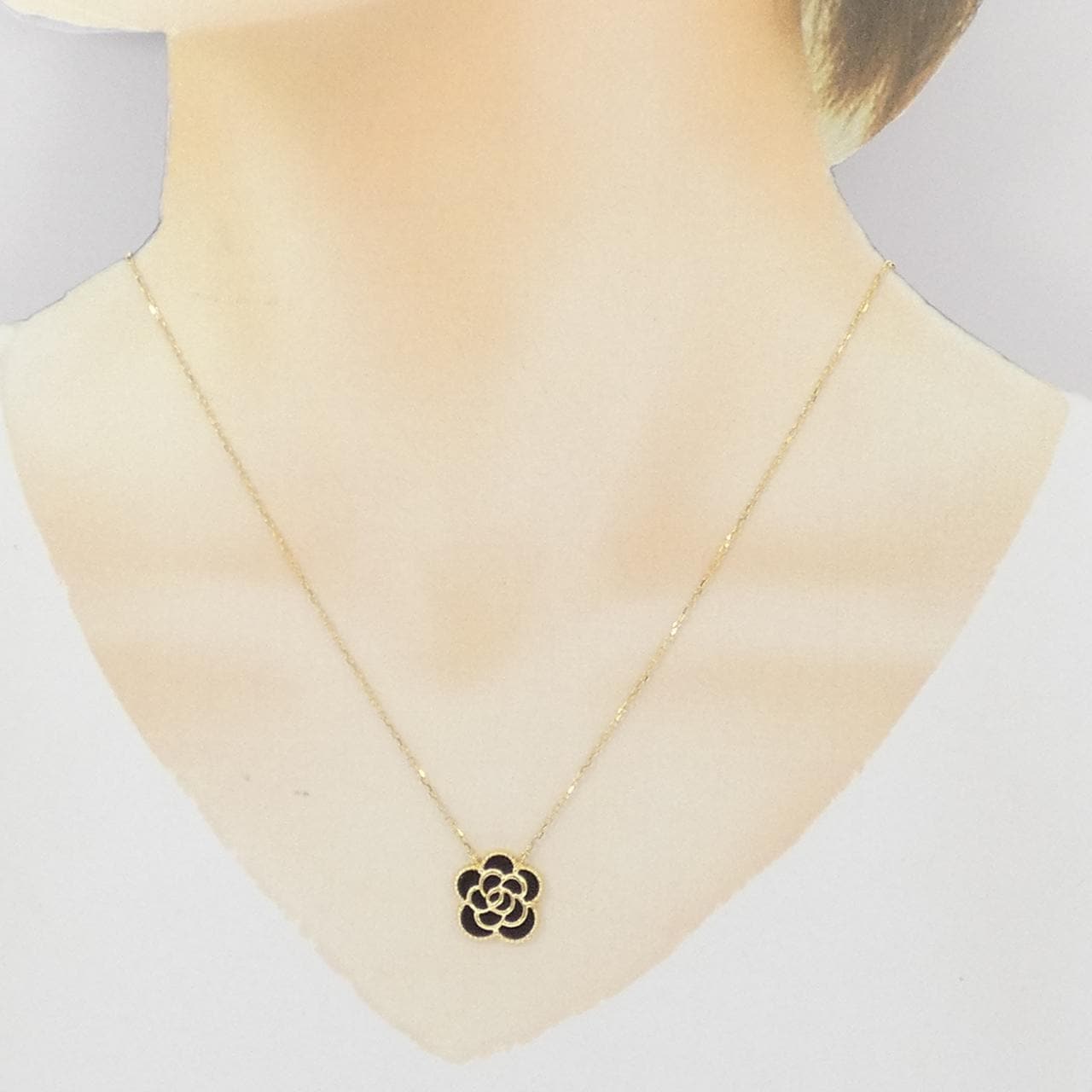 K18YG フラワー オニキス ネックレス