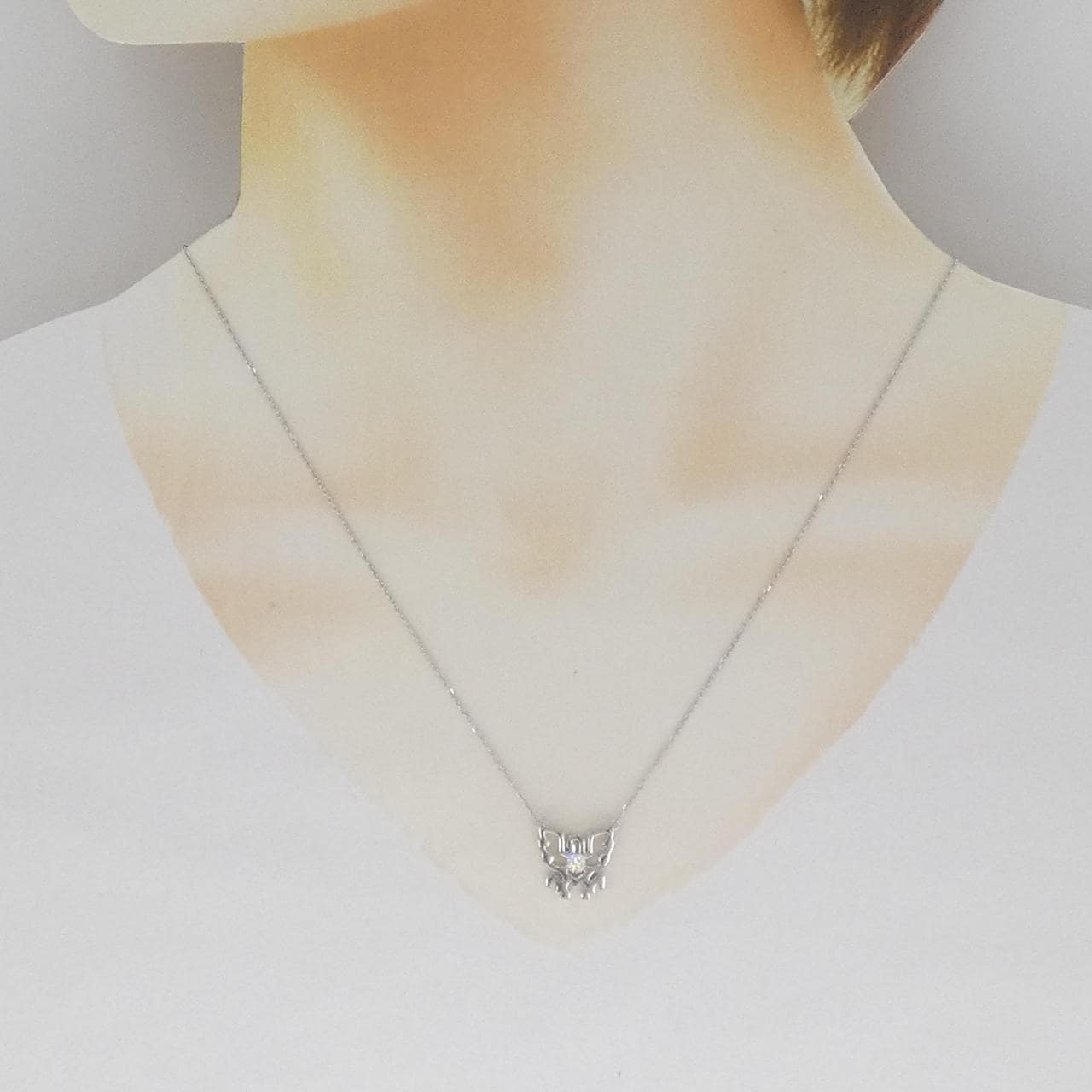 K18WG ダイヤモンド ネックレス 0.102CT