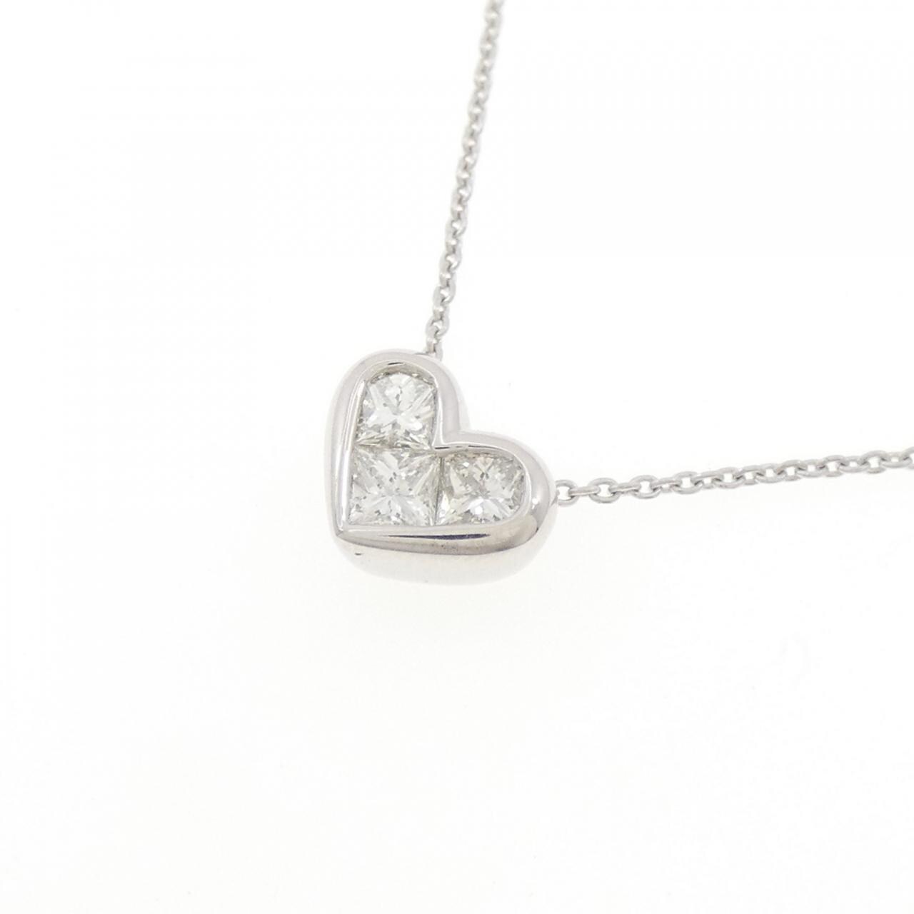 K18WG ハート ダイヤモンド ネックレス 0.50CT