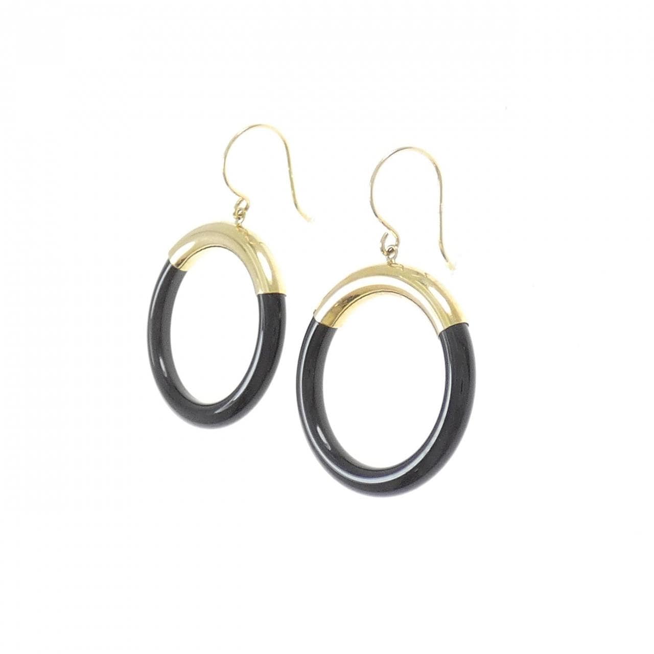 [BRAND NEW] K18YG onyx earrings