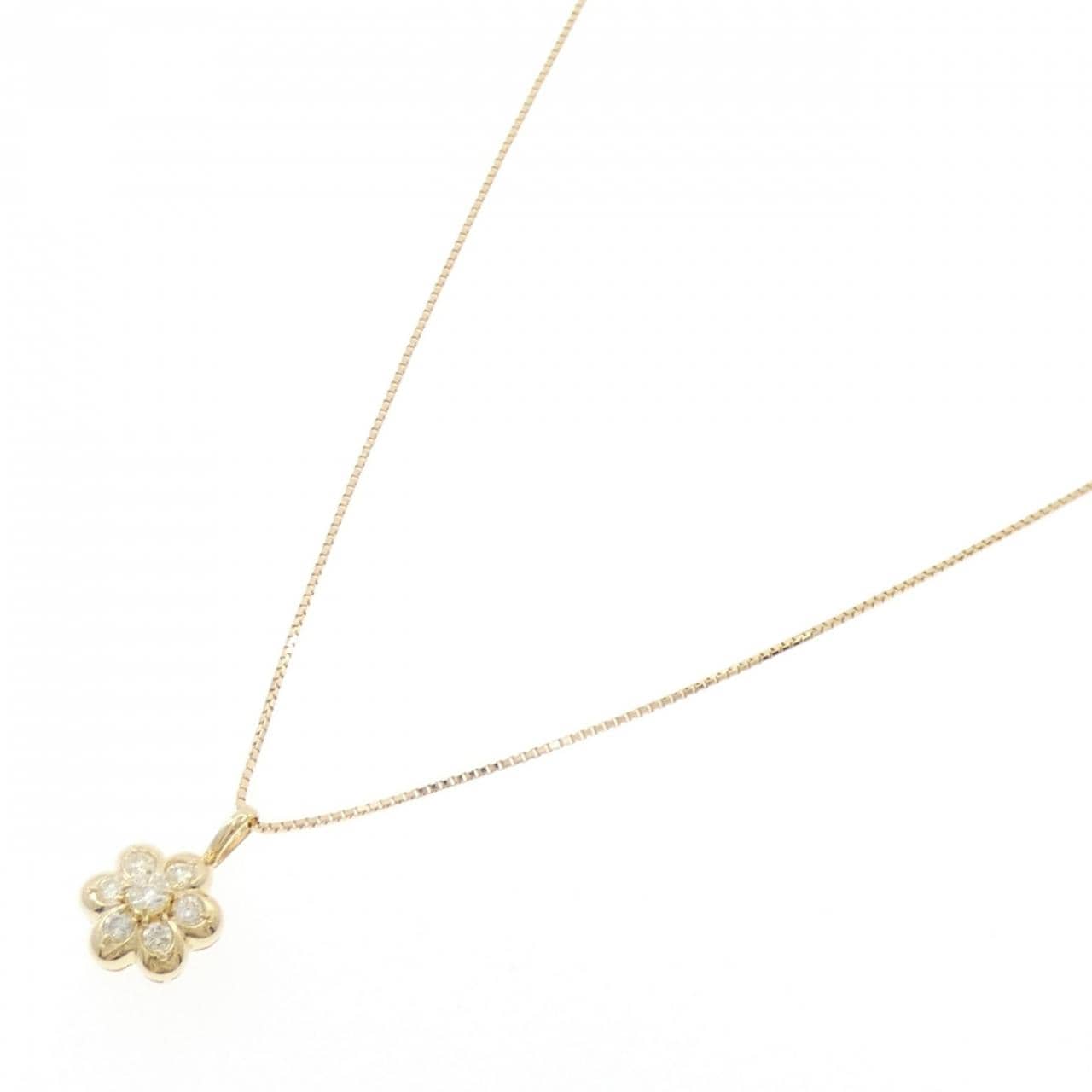 K18YG フラワー ダイヤモンド ネックレス 0.30CT