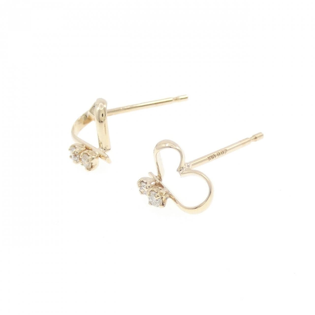 K10YG心形钻石耳环，0.04克拉