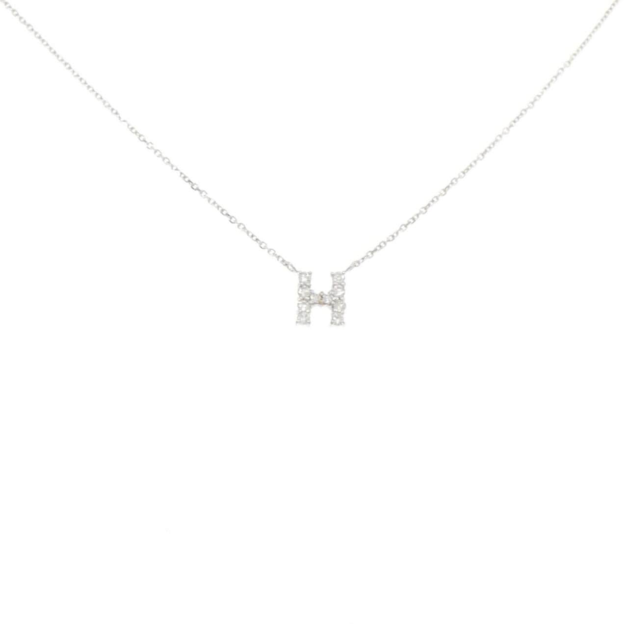 K18WG イニシャルH ダイヤモンド ネックレス 0.15CT
