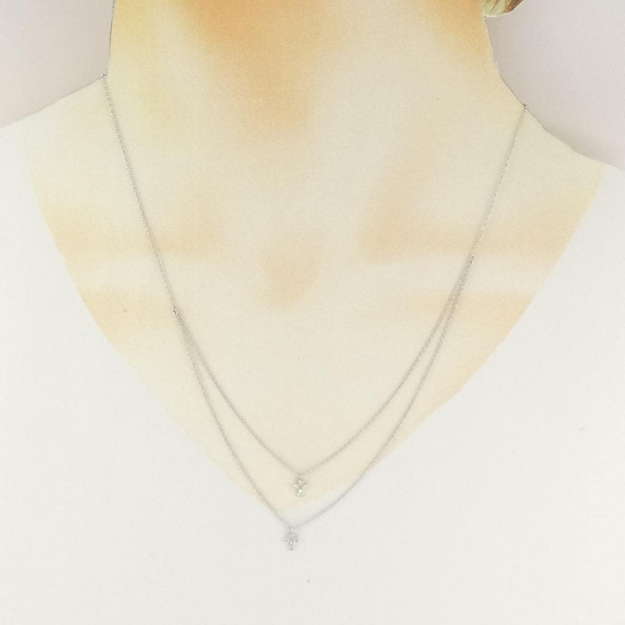 K18WG クロス ダイヤモンド ネックレス 0.12CT