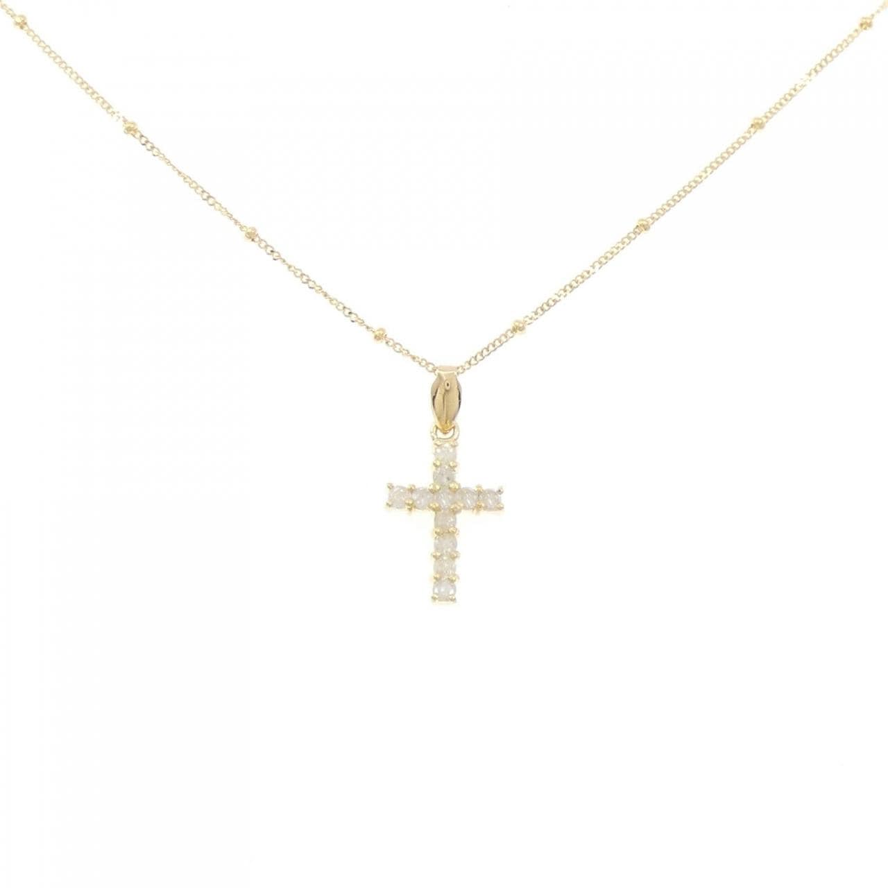 K18YG cross Diamond necklace 0.3CT
