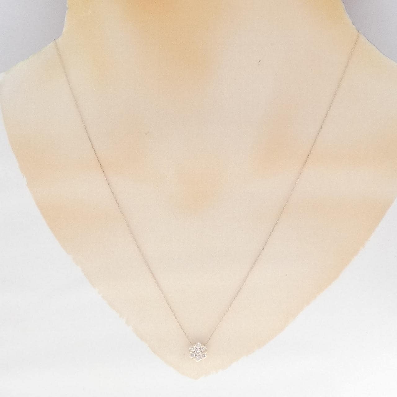 K18PG フラワー ダイヤモンド ネックレス 0.30CT