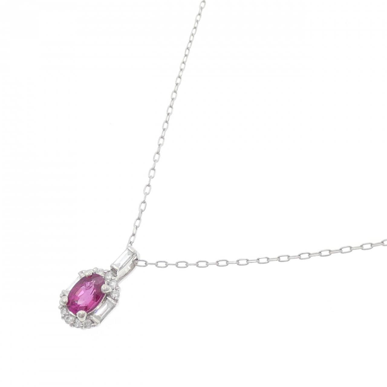 PT900/PT850 ルビー ネックレス 0.65CT