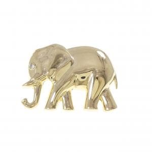 K18YG エレファント ダイヤモンド ブローチ 0.02CT