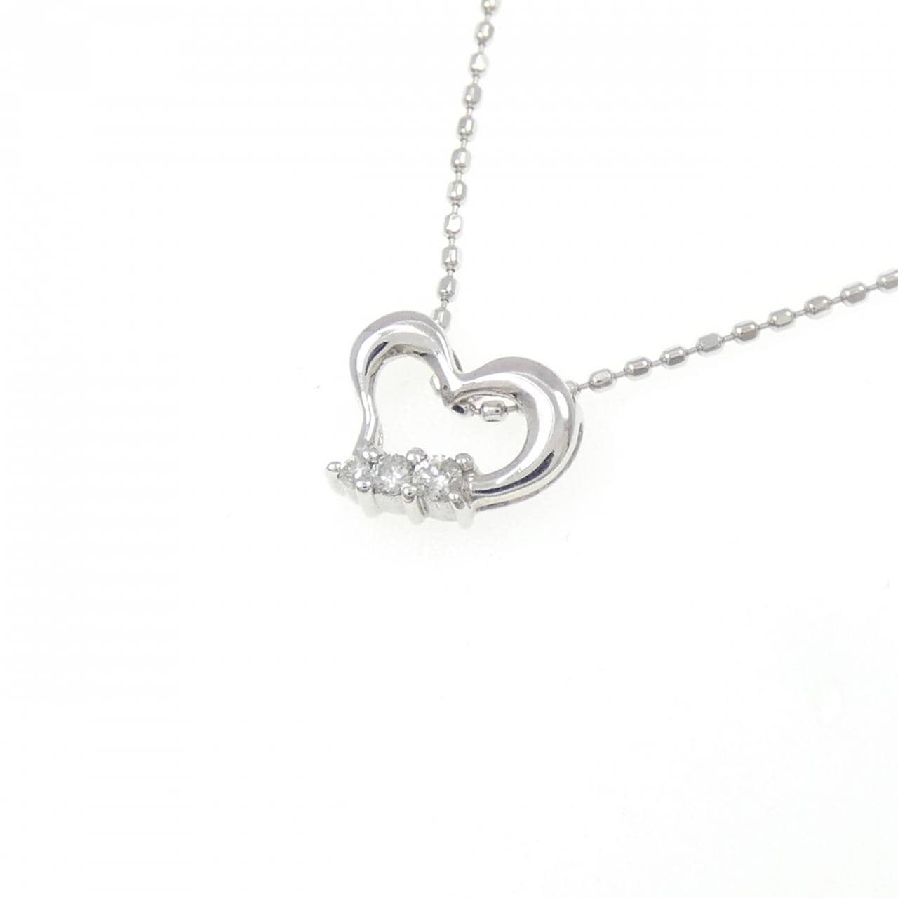 K10WG ハート ダイヤモンド ネックレス 0.04CT