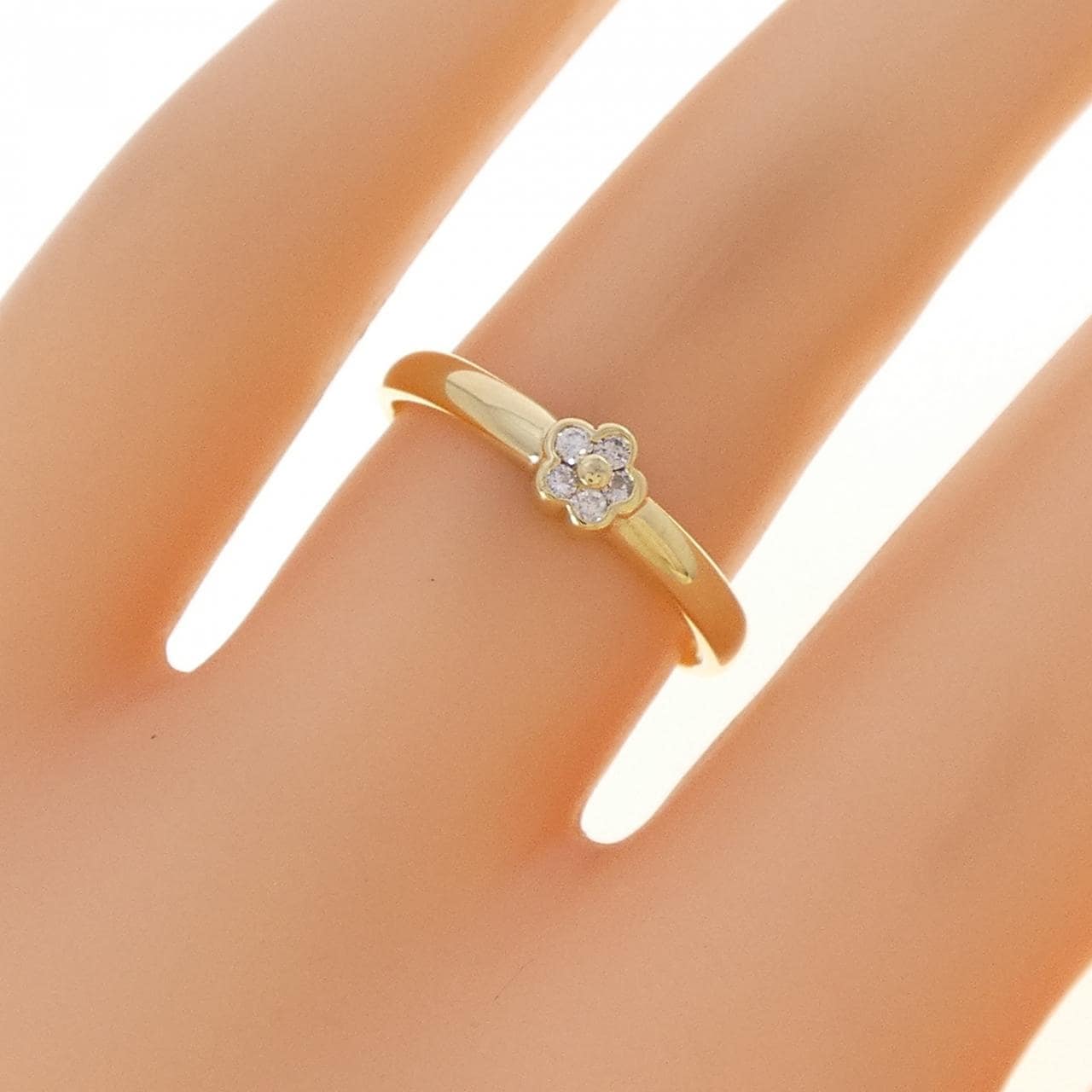 K18YG フラワー ダイヤモンド リング 0.06CT