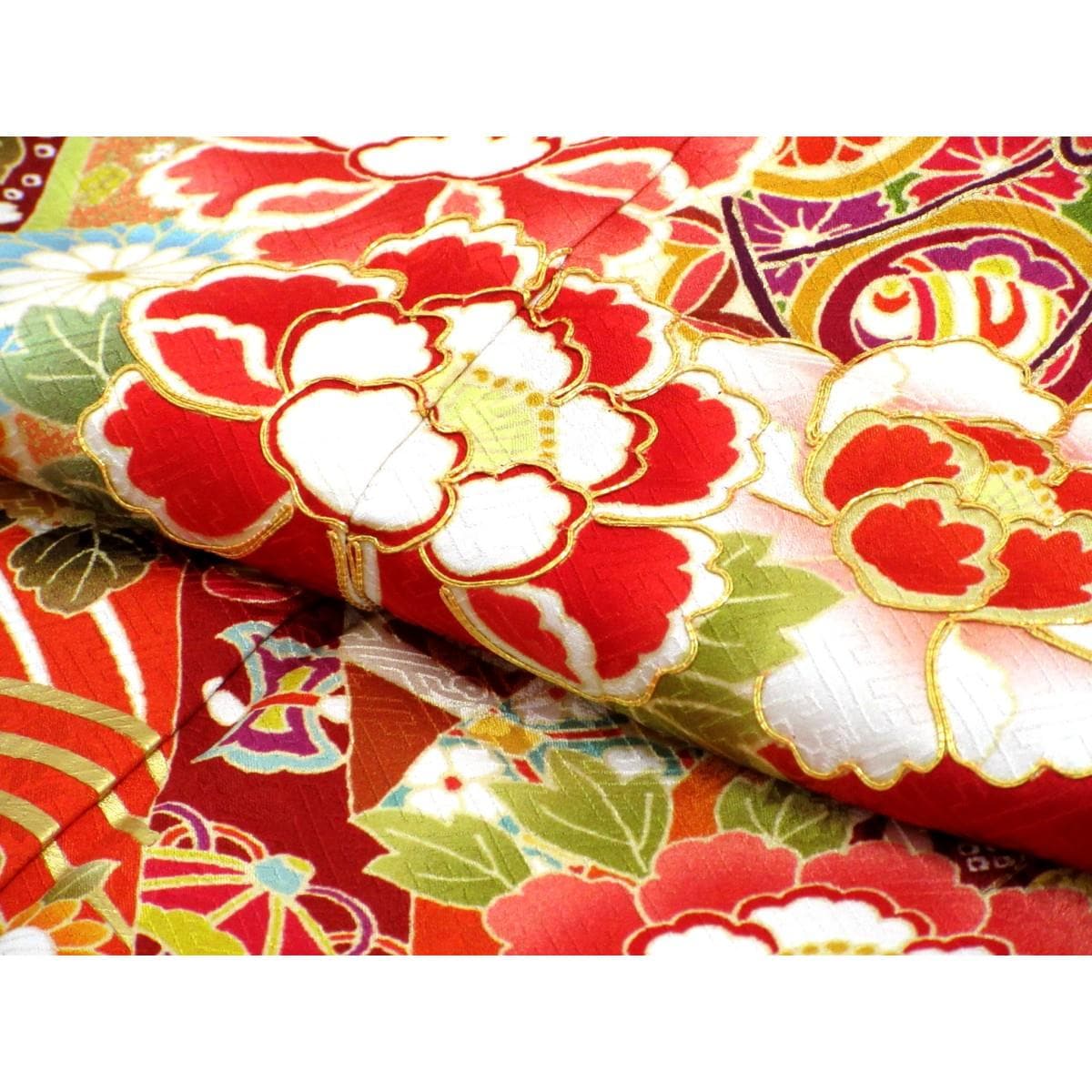振袖　友禅金彩加工　刺繍入りボカシ染