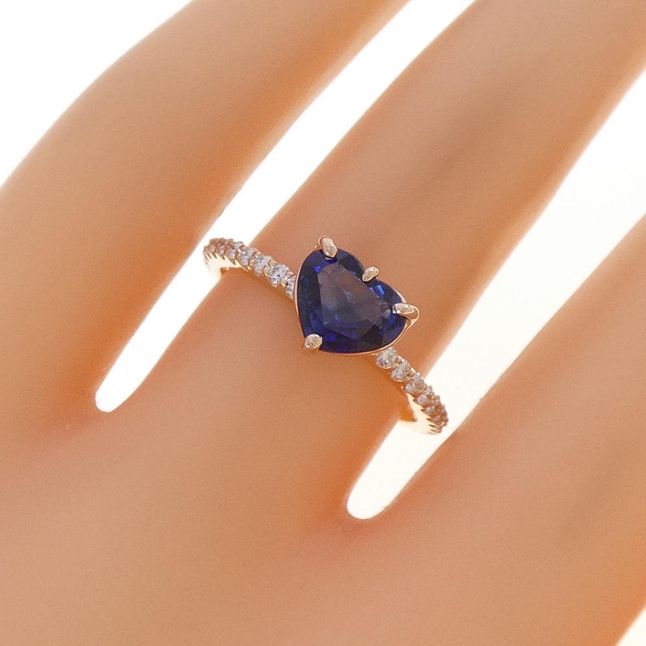 K18PG ハート サファイヤ リング 1.20CT