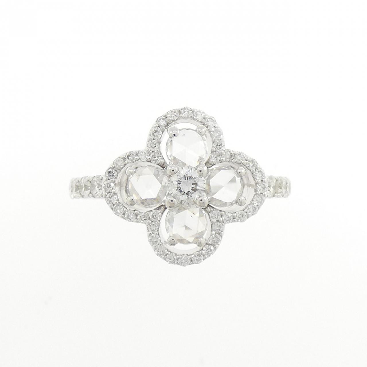 K18WG フラワー ダイヤモンド リング 1.00CT