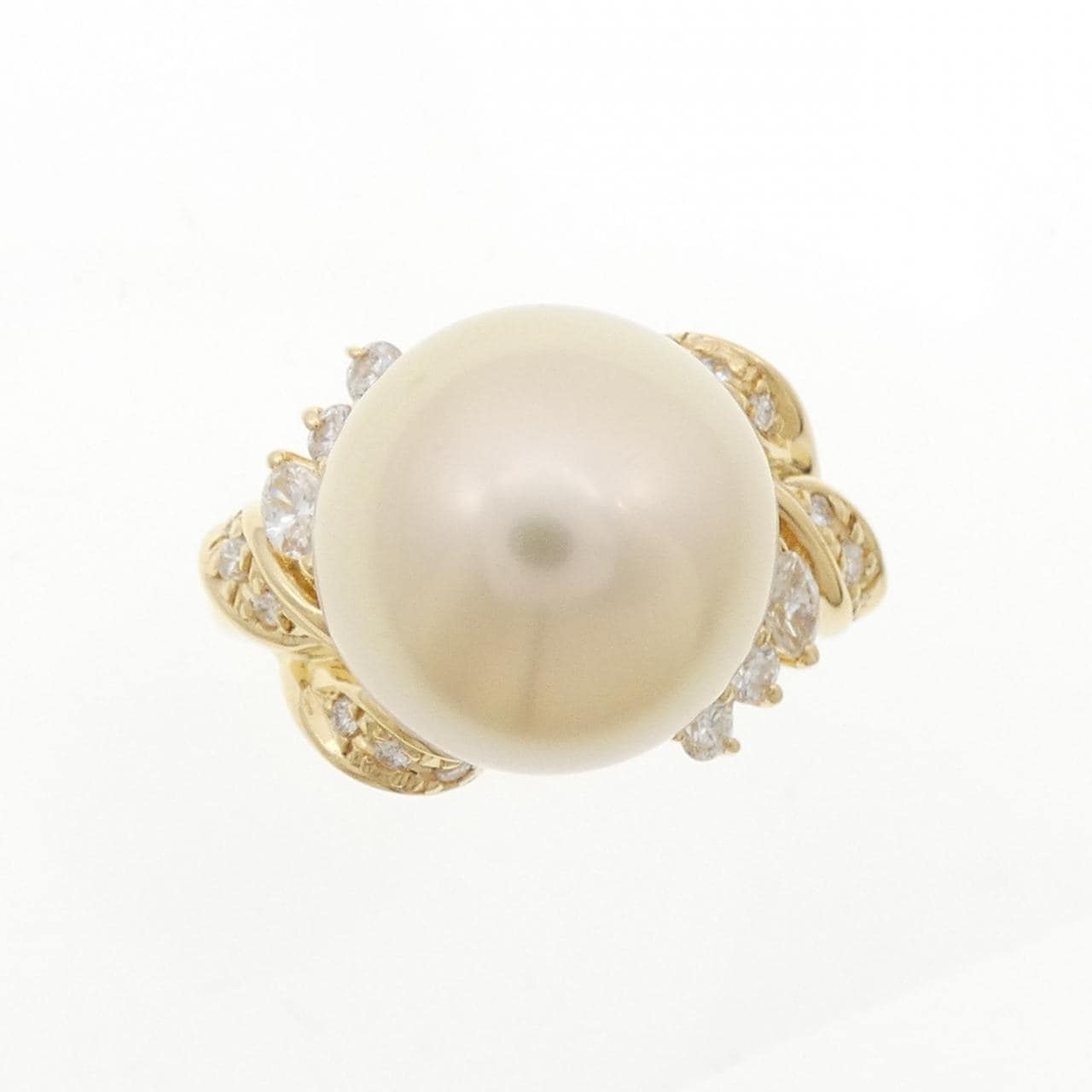 K18YG 白蝶パール リング 12.5mm