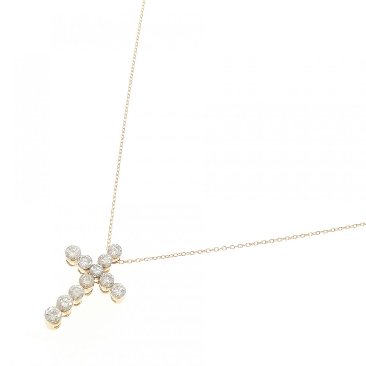 K18YG クロス ダイヤモンド ネックレス 1.00CT