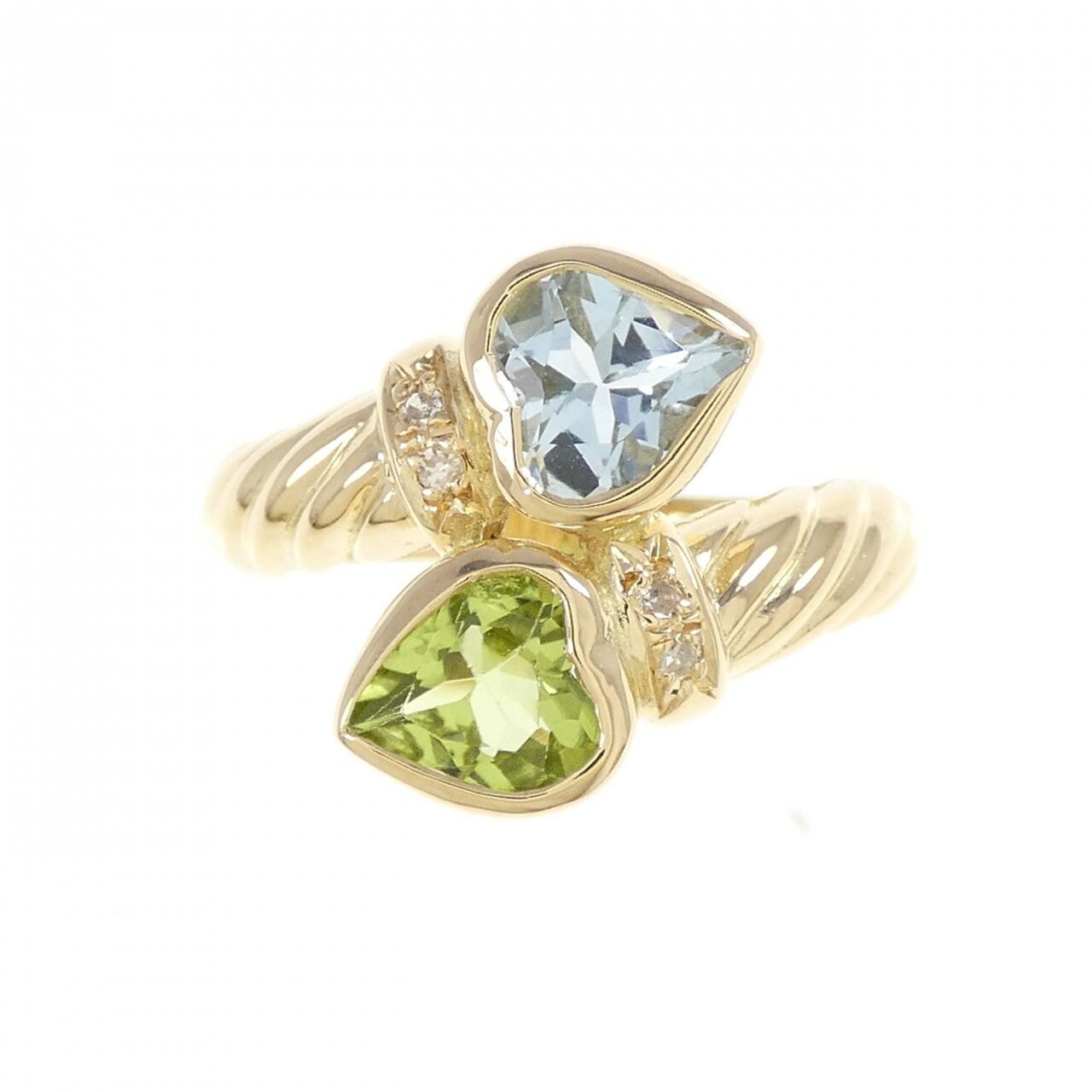 K18YG Heart Color Stone Ring CT