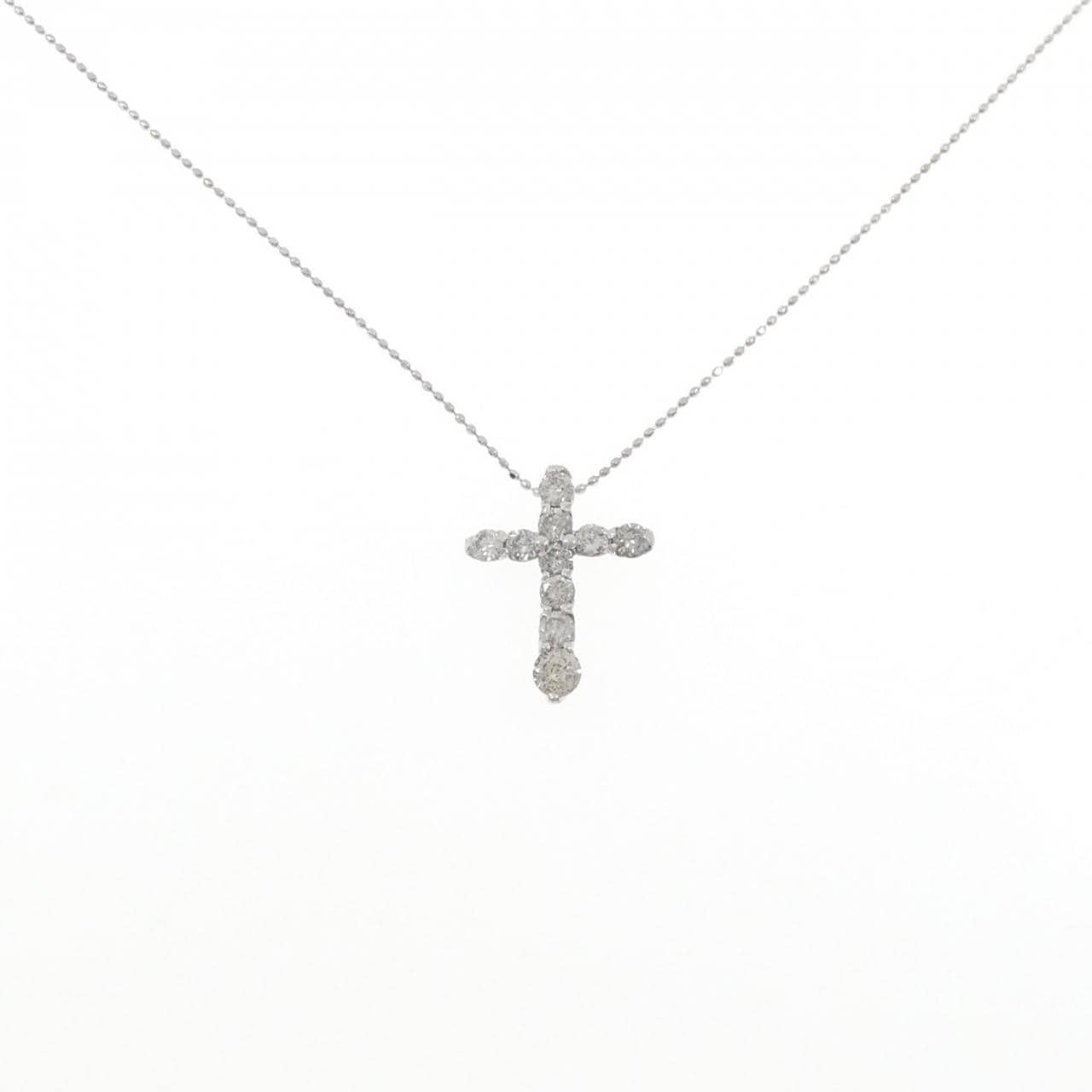 PT900/K18WG クロス ダイヤモンド ネックレス 1.0CT