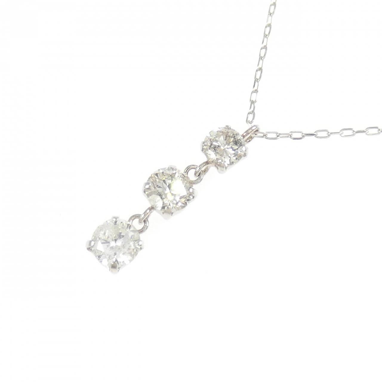 【新品】PT900/PT850 スリーストーン ダイヤモンド ネックレス 0.50CT