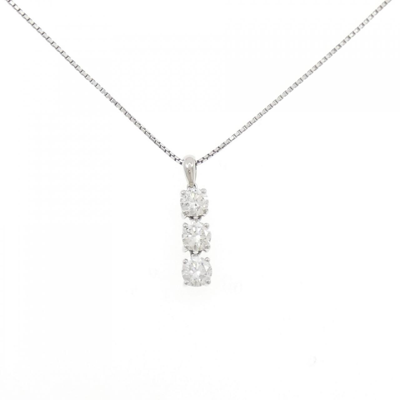 PT900/PT850 スリーストーン ダイヤモンド ネックレス 1.18CT
