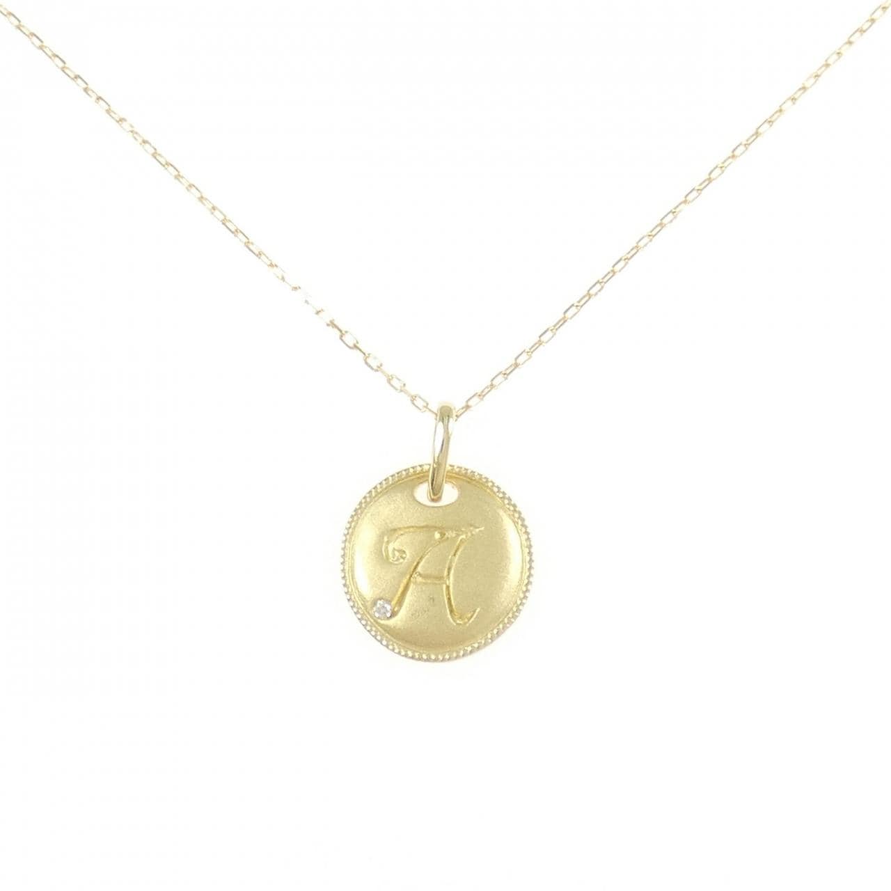 K18YG イニシャルA ダイヤモンド ネックレス 0.006CT