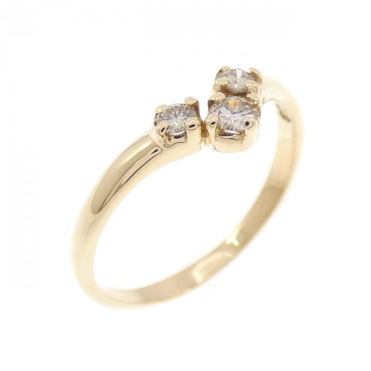 K18YG スリーストーン ダイヤモンド リング 0.16CT