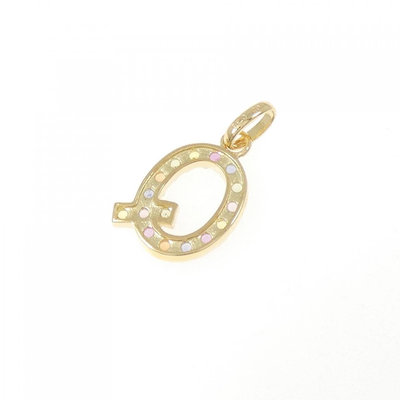 【新品】18K黄金字母Q蓝宝石吊坠，0.26克拉