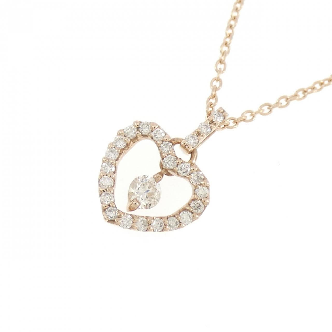 K18PG ハート ダイヤモンド ネックレス 0.18CT