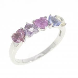 K18WG ハート サファイヤ リング 1.40CT