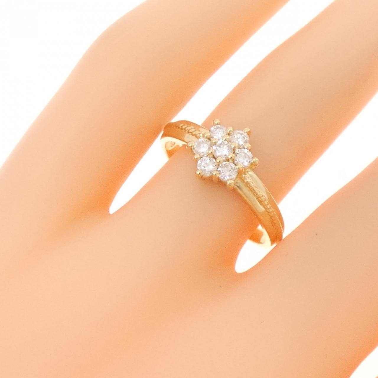 K18YG フラワー ダイヤモンド リング 0.34CT