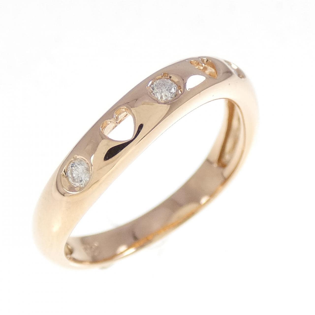 K18PG ハート ダイヤモンド リング