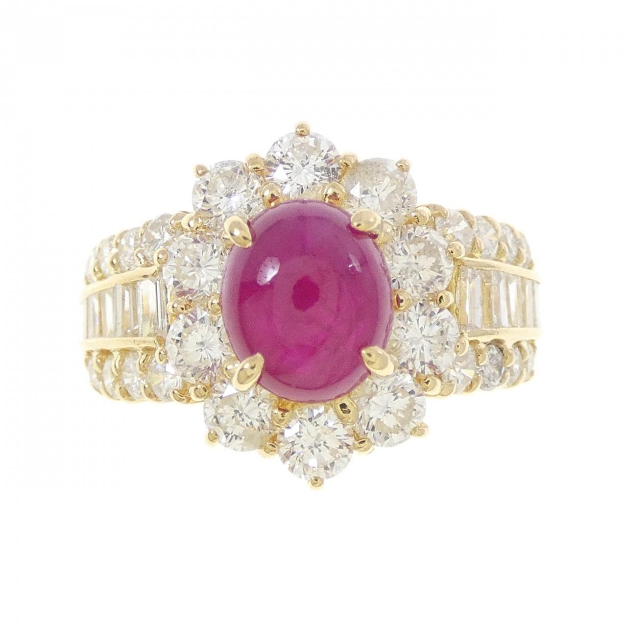 K18YG ルビー リング 2.12CT