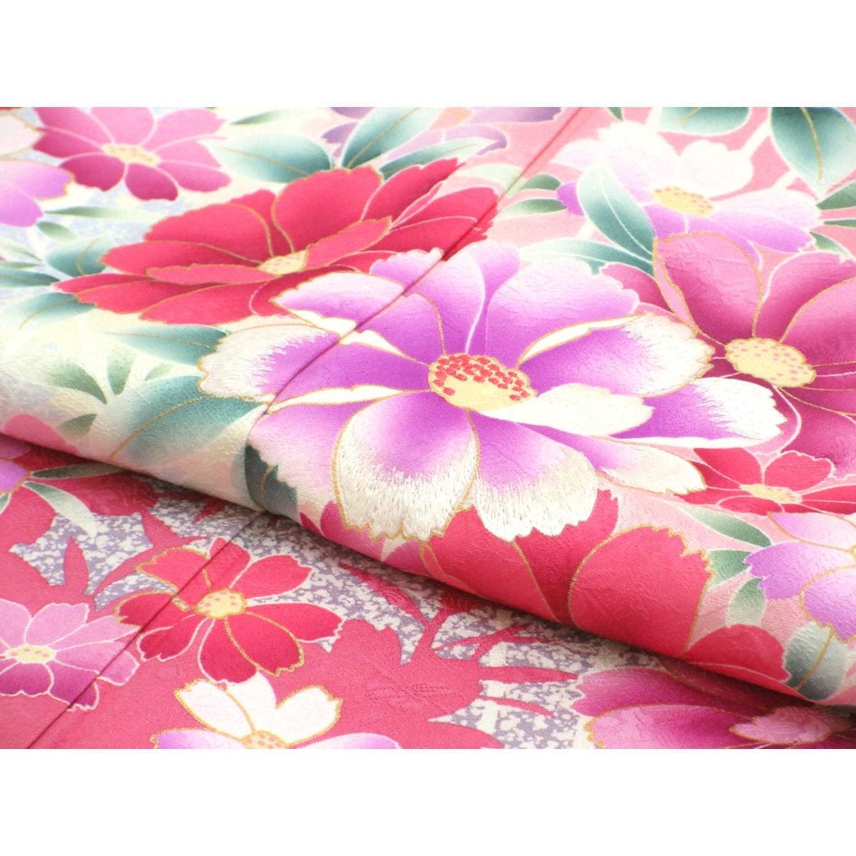 振袖　友禅金彩加工　刺繍入りボカシ染