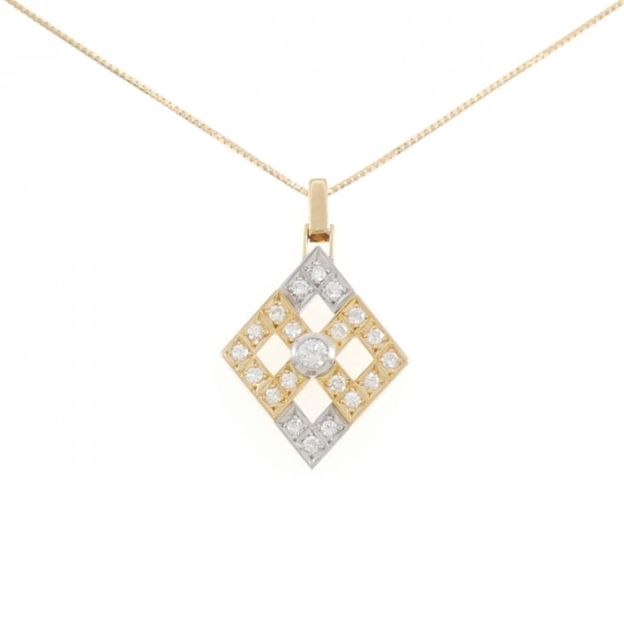 K18YG/PT900 ダイヤモンド ネックレス 0.10CT