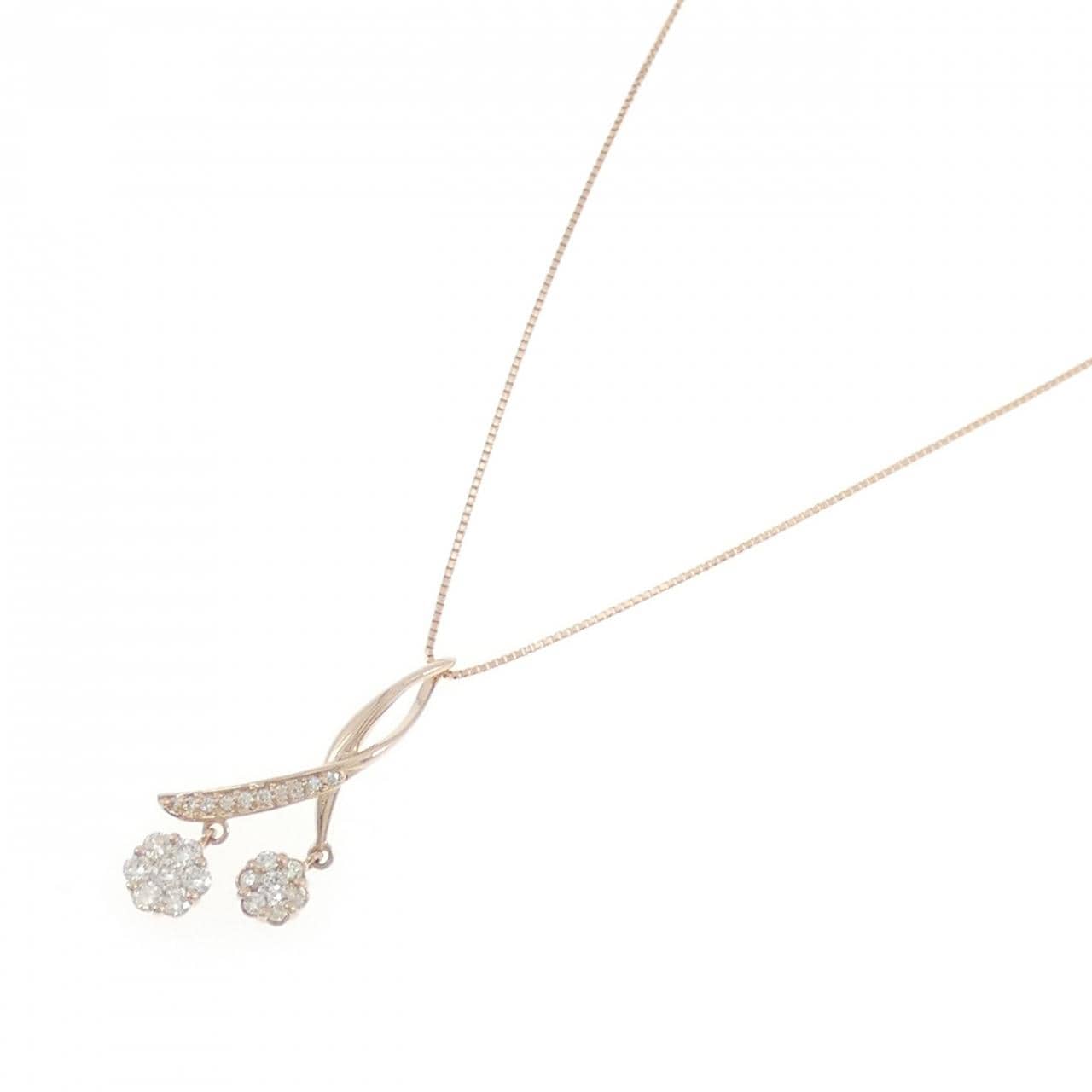 K18PG フラワー ダイヤモンド ネックレス 0.53CT