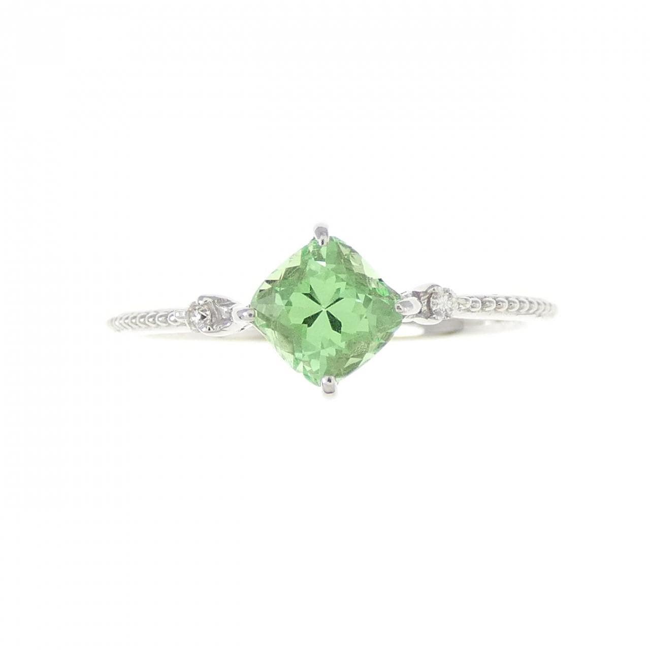 K18WG Green Garnet Ring