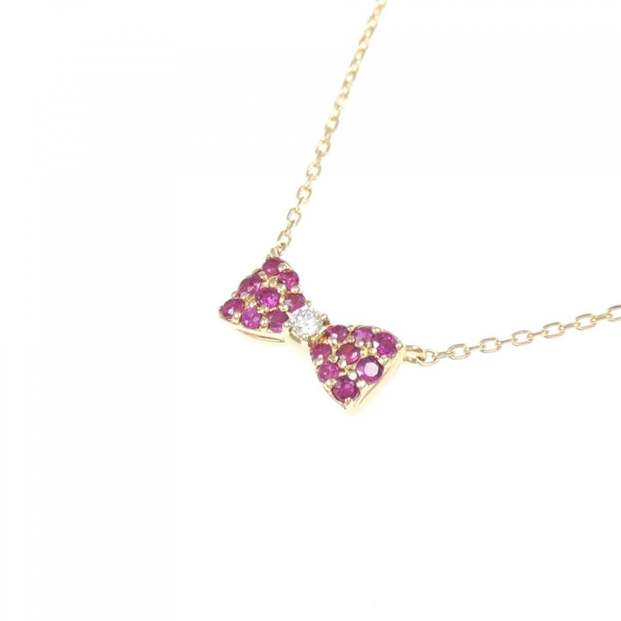 ポンテヴェキオ リボン ルビー ネックレス 0.10CT