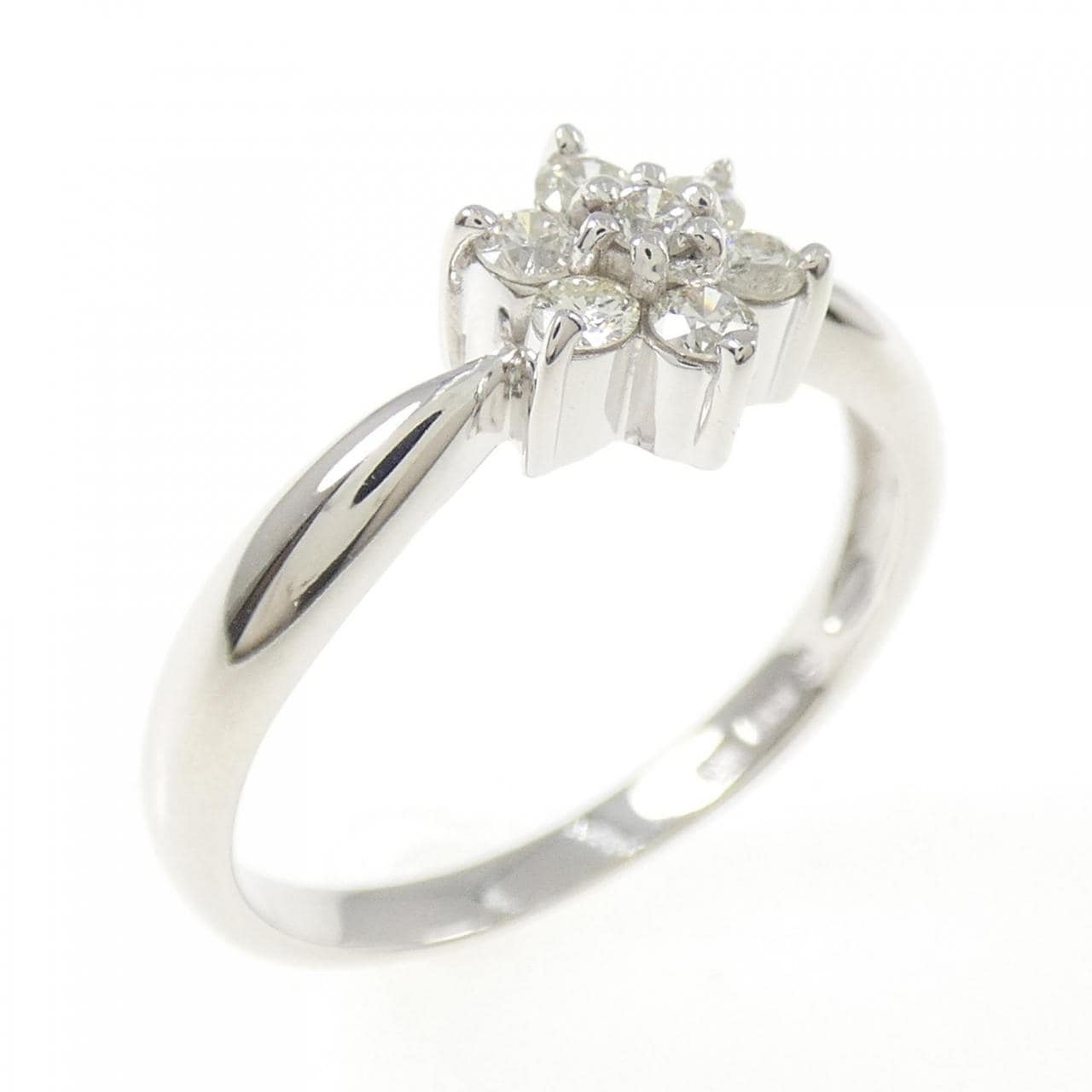 K18WG フラワー ダイヤモンド リング