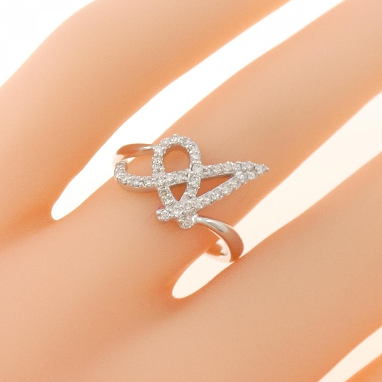 K18WG イニシャルA ダイヤモンド リング 0.23CT