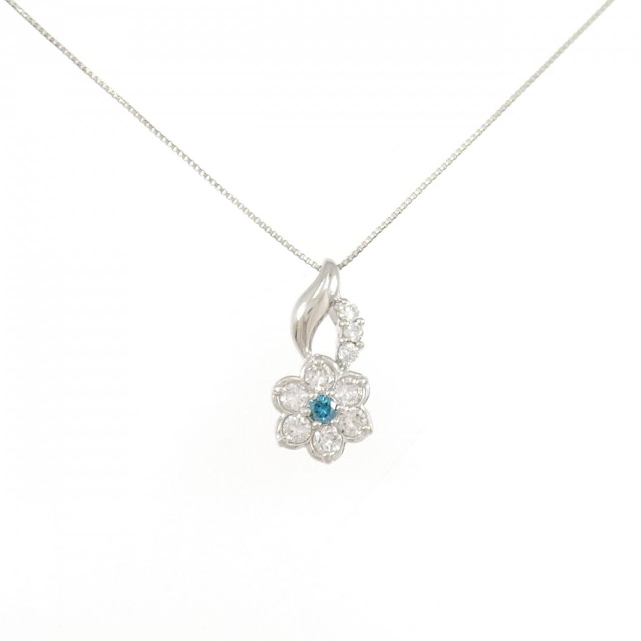 PT900/PT850 フラワー ダイヤモンド ネックレス 0.50CT
