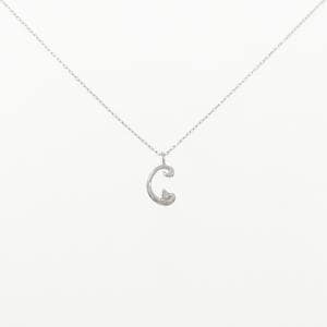 K10WG イニシャルC ダイヤモンド ネックレス 0.01CT