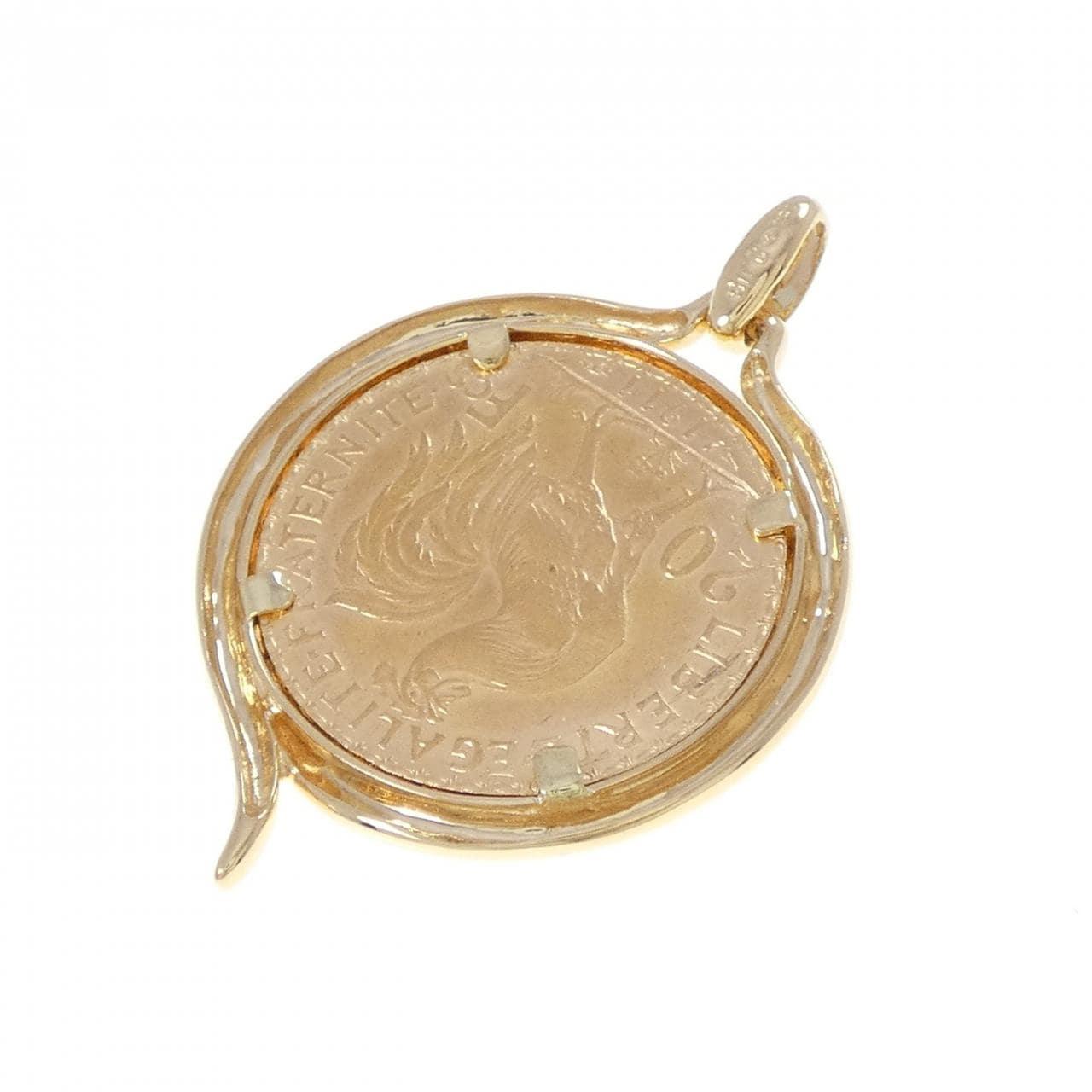 750YG(枠) ダイヤモンド コイン ペンダント 0.03CT