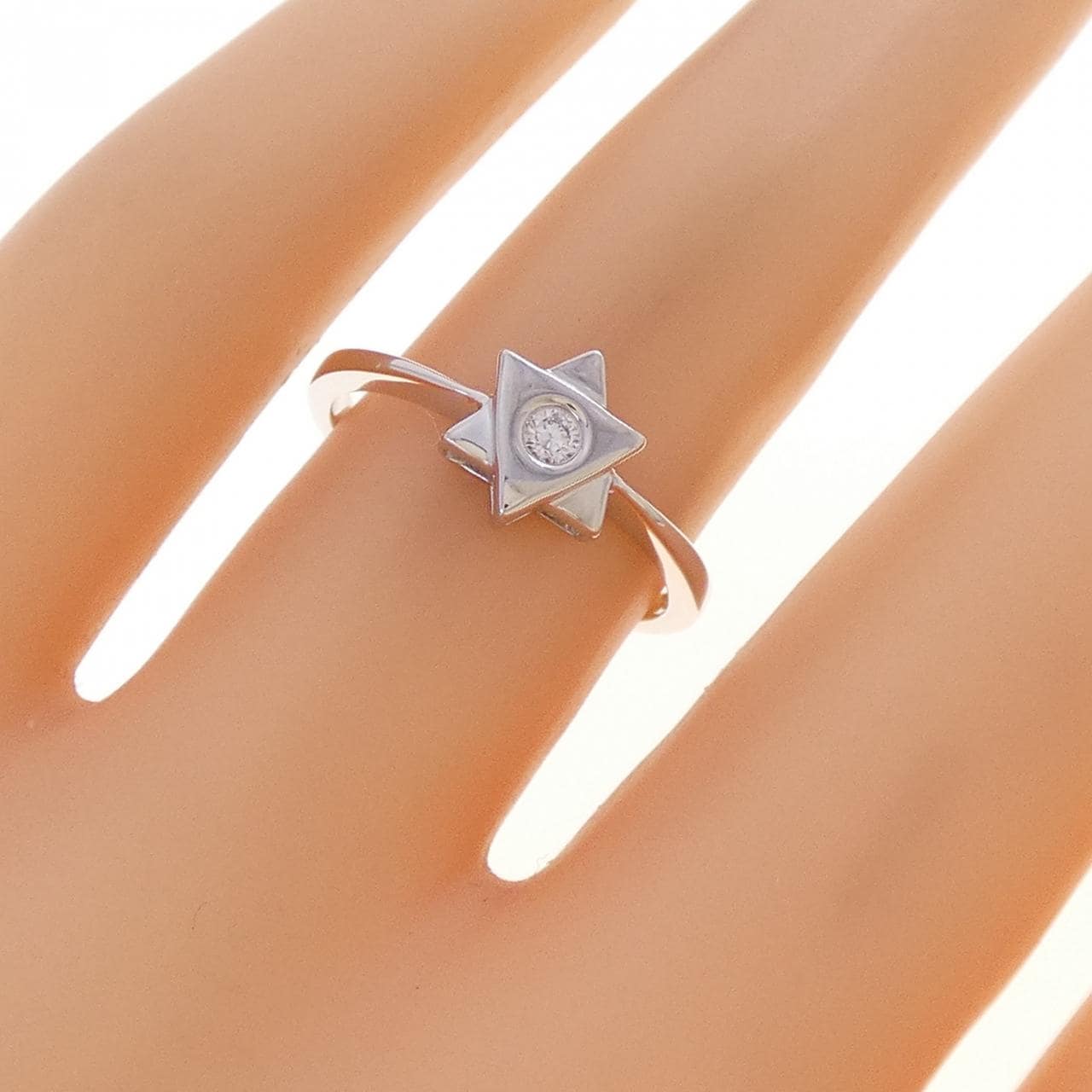 750WG 六芒星 ダイヤモンド リング