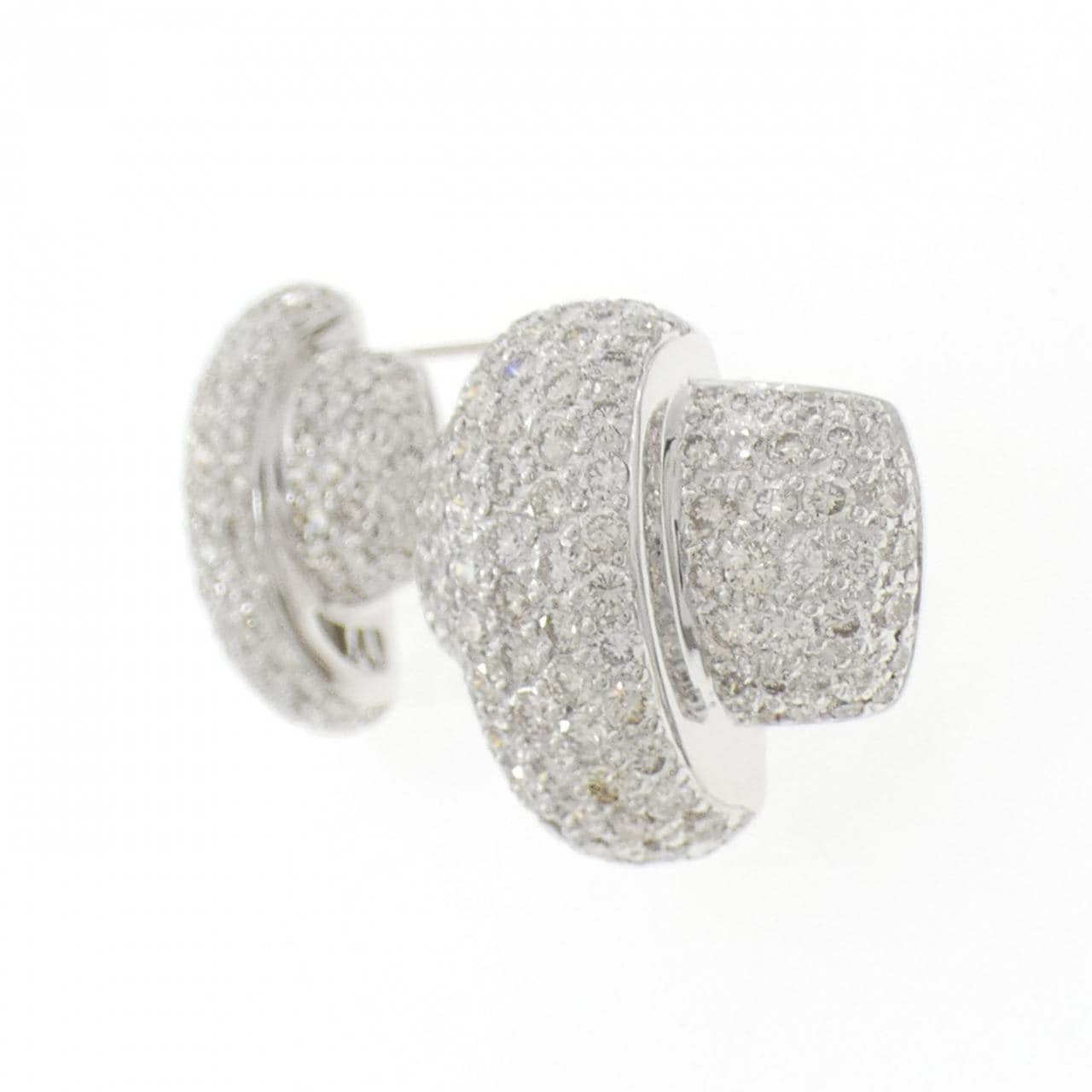 K18WG パヴェ ダイヤモンド ピアス 6.58CT